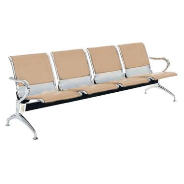 Imagem de Cadeira Longarina Com Est Cromada 4 Lugares Colors Bege