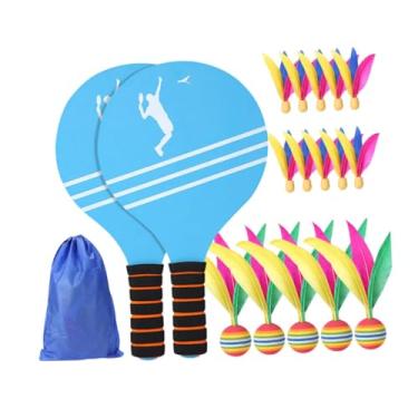 Imagem de Colaxi 2x Kids Badminton Paddle Set Badminton Kit Exercício Profissional Força Profissional Shuttlecock e Racket Conjunto para Amigo da praia, Style D