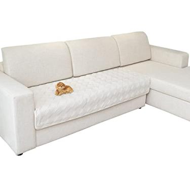 Imagem de Eismodra Capas de sofá seccionais, capa de sofá em forma de L protetor de móveis para cães gatos pet Chaise Lounge 3 almofadas sofá Cadeiras Namoradeiras, branco 109 x 160 cm (apenas 1 peça)