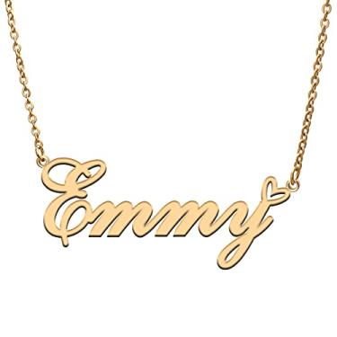 Imagem de RONKAH Colar de nome personalizado personalizado com coração colar de nome personalizado para mulheres colar de moda pessoal melhor presente para menina, mãe, filha, amizade, Natal, aniversário,