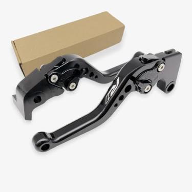 Imagem de Alavancas de freio de embreagem curtas R1 para Yamaha YZFR1 1999-2024 YZF R1 R1M RS 2016 Acessórios de motocicleta Alças de controle ajustáveis (preto_brilhante, YZF R1 2009-2014)