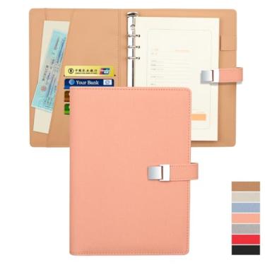 Imagem de Organizador de fichário A5 – Agenda de negócios unissex – Diário de couro PU – 6 argolas recarregáveis, agenda organizadora de viagem para homens e mulheres (laranja)