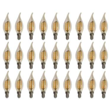 Imagem de Kit 28 Lâmpadas Filamento Led Vela Bico Torto Âmbar 4W E14 2700K - Esq