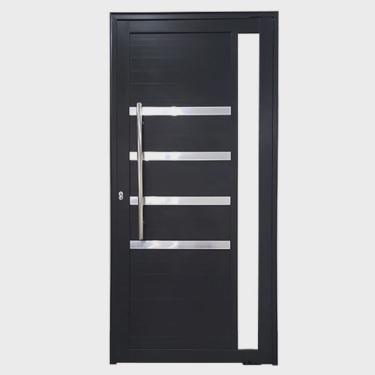 Imagem de Porta Pivotante de Alumínio 210 x 120cm com Friso e Visor 30 Esquerda Esquadrias Bergamo