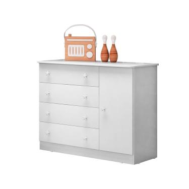 Imagem de Comoda Sapateira Infantil 1 Porta E 4 Gavetas Cor Branco