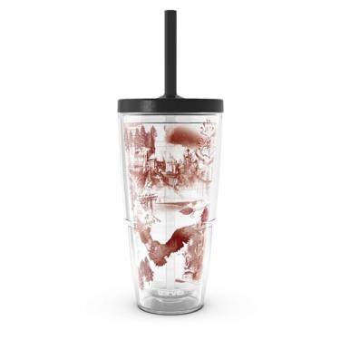 Imagem de Tervis Harry Potter - Copo de viagem com isolamento térmico de parede dupla feito nos EUA mantém as bebidas frias e quentes, 680 g com tampa de palha, clássico