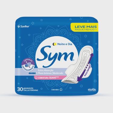 Imagem de Absorvente Sym Noite & Dia Suave Com Abas 30 Unidades
