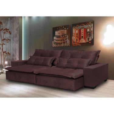 Imagem de Sofá de 2 Lugares Retrátil e Reclinável, Revestimento Sued Aveludado Marrom - LGN007