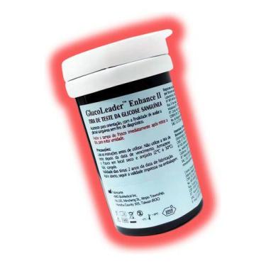 Imagem de 50 Tiras Glicemia Glucoleader Enhance Fitas Glicose Diabetes