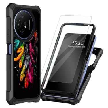 Imagem de Decahouy Capa para celular TCL 50 XL 5G / NXTPAPER 5G com protetor de tela, proteção total de silicone resistente, capa de canto à prova de choque, capa de canto de policarbonato rígido, pena colorida