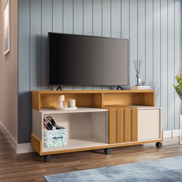 Imagem de Rack para TV até 50 Polegadas Ripado 1 Porta Graci 1.3 HB Móveis