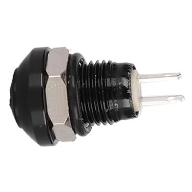 Imagem de 24V 8mm Mini Car Botão Momentar Pressione Power Power, Liga de Alumínio de Zinco, IP65 Com Placar de Prata de Latão (Preto)