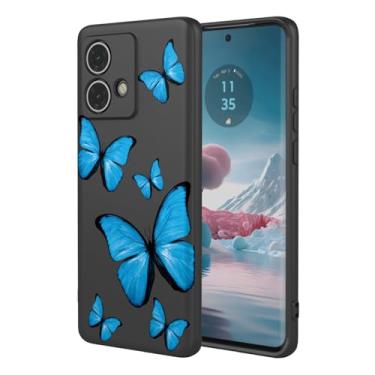 Imagem de KOARWVC Capa de celular para Moto Edge 40 Neo, Motorola Edge 40 Neo XT2307-1 capa fofa com estampa de borboleta, capa protetora fina de TPU macio para Motorola Edge 40 Neo Black Butterfly