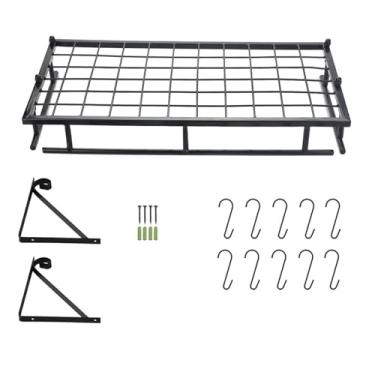 Imagem de Rack de panela montado na parede com 10 ganchos para cozinha, restaurante e banheiro, prateleira organizadora de panela suspensa de metal multifuncional preta 45 cm (45 cm)