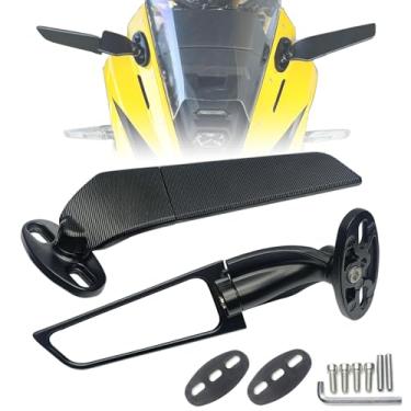Imagem de KAIQIVEM Compatível com Kawasaki Ninja 400 500 650 ZX4RR ZX6R ZX10R YZF R3 Aprilia RS457 RSV4 Suzuki GSX-8R GSXR 600 750 1000 Espelhos retrovisores de motocicleta Stealth Wind Wing Side Retrovisores