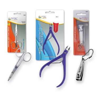 Imagem de Kit Alicate Cutícula + Cortador Pequeno + Tesoura Unha NYBC - NYBC Bea