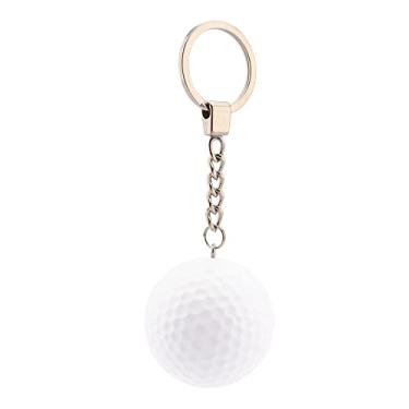 Imagem de Bola de golfe real com bolsa de chaveiro pingente decorações bola de golfe branca, Branco, 42.6cm