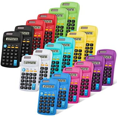 Imagem de Calculadora portátil para estudantes, tamanho de bolso, calculadora solar básica escolar, calculadora colorida para escritório e casa, para escola, estudante, mesa, contabilidade, escritório (36 peças)