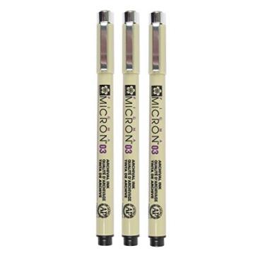 Imagem de Sakura Pigma Micron 03 – Afinadores de pigmento – 0,35 mm – Preto [Pacote com 3]