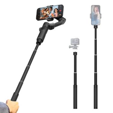 Imagem de AOCHUAN Haste de extensão cardan, haste de extensão de 73,6 cm para câmeras DSLR, bastão de selfie ajustável com interface de parafuso de 1/4, compatível com uma variedade de gimbal portátil e outros