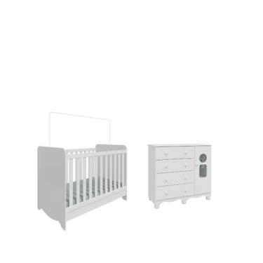 Imagem de Quarto Bebe Moveis Peroba Berço e comoda Dorabelly Tedy Ben, Branco