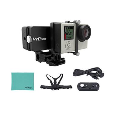 Imagem de Feiyu Estabilizador Gimbal WG Lite de eixo único para GoPro Hero 4/3+/3 e outras câmeras com dimensões semelhantes + controle remoto + alça elástica no peito + pano de limpeza Andoer