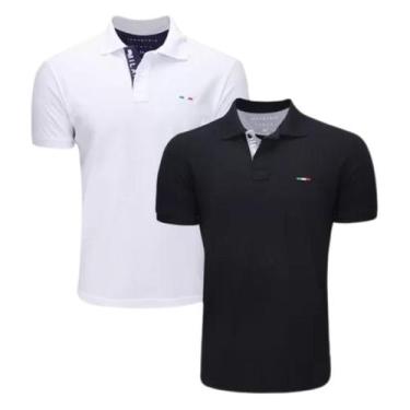 Imagem de Kit 2 Camisas Polo Itália Industrie Básica Estilo Piquet Premium Preto
