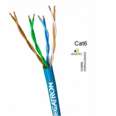 Imagem de Cabo de Rede CAT6 UTP 100% Cobre Megatron Homologado Anatel 4 Pares