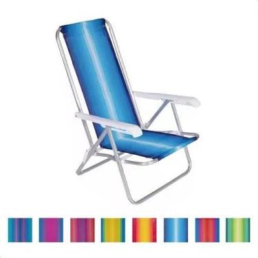 Imagem de Cadeira de Praia Reclinável Alumínio 4 Posições MOR Cores Sotidas de F