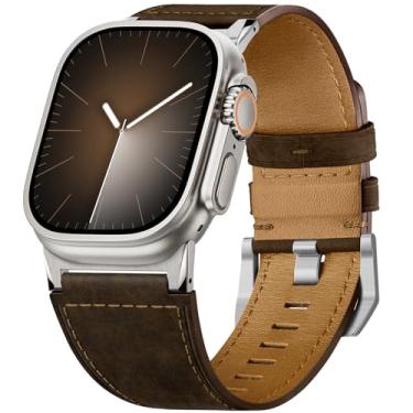Imagem de Suitisbest Pulseiras de couro compatíveis com Apple Watch Ultra de 49 mm, 46 mm, 45 mm, 44 mm e 42 mm, compatível com Apple Watch Ultra 10 9 8 7 6 5 4 3 SE