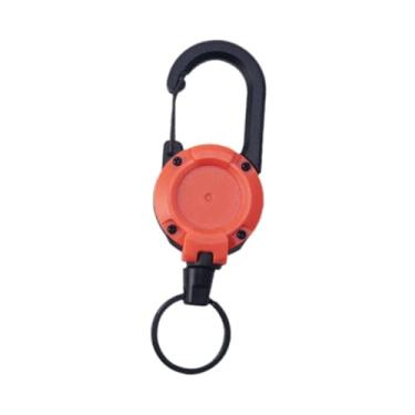 Imagem de simhoa Chaveiro retrátil com suporte para serviço pesado, mosquetão, chaveiro, carretel para escalada, pesca, viagem, atividades ao ar livre, mochila, Laranja