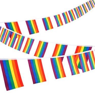 Imagem de Whaline Faixa de orgulho gay com 38 bandeiras, faixa de arco-íris, listras coloridas, faixa interna/externa para decoração de festa de festival LGBT