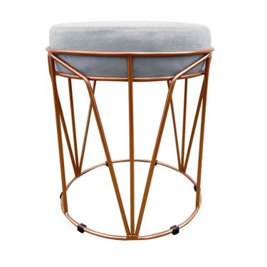 Imagem de Kit 02 Puffs Multiuso Com Mesa 2 Em 1 Suede Base Cobre Cinza