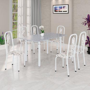 Imagem de Conjunto Sala de Jantar com 6 Cadeiras Lívia Arabesco/ Branco