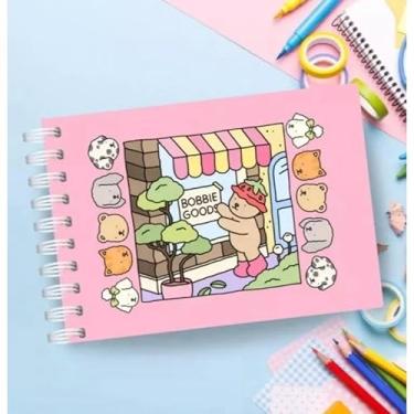 Imagem de Caderno de Colorir com 24 Canetinhas, Kit Criativo Infantil, Rosa e Azul (Rosa,)