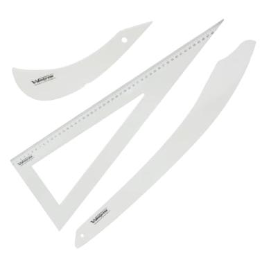 Imagem de Kit Régua de Modelagem para Costura e Corte de Tecido Esquadro profissional(Transparente)