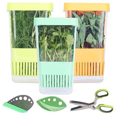 Imagem de LUVCOSY Conjunto Herb Keeper: Pacote Com 3 Unidades De Protetores + 1 Tesoura 2 Descascadores, Recipiente Plástico Sem Bpa Para Coentro, Hortelã E Aspargos, Mantém As Ervas Frescas Por Mais Tempo