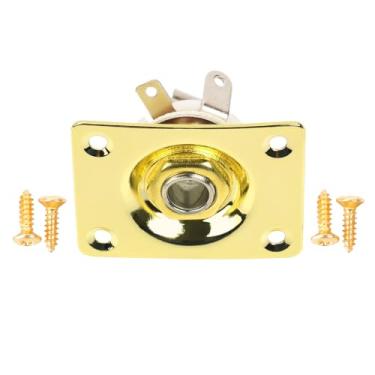 Imagem de Banworks Placa De Saída Retangular Metal 6,35 Mm (1/4"), Base Curva, Soquete Entrada Inferior Para Epiphone, Epi Lp, Les Paul, Peças E Acessórios Guitarra Elétrica Jt/Ck-02 Dourado