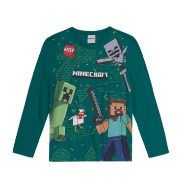 Imagem de Camiseta Manga Longa Minecraft Menino Verde - Brandili