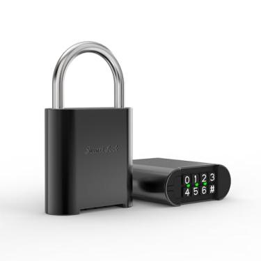 Imagem de KENRONE Cadeado combinado, cadeado combinado com combinação de 4 a 8 dígitos, cadeados de código à prova d'água adequados para portão ao ar livre, jardim, garagens, cercas, armazém, cinza metálico