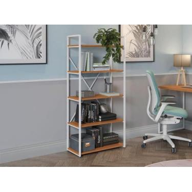 Imagem de Estante Multiuso Desk Alta 5 Prateleiras Canela/Branco - FdECOR