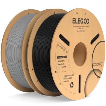 Imagem de Filamento de impressora 3D ELEGOO PLA Plus 1,75 mm preto e cinza 2 kg