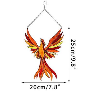 Imagem de Akozon Phoenix Suncatcher Manchado de Janela Pendurada Ornamento - Painel de Janelas de Acrílico para Decoração Doméstica - Design Colorido Vibrante para Ambiente Encantador (Cor de foto)