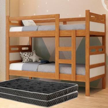 Imagem de Jaspe Beliche com 2 Colchões D20, Desmontável em 2 Camas Solteiro, Suporta 100kg por Cama (Nature/OffWhite)