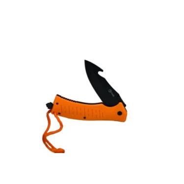 Imagem de AVB Canivete de Resgate, Lâmina 10cm, Aço Inox, Cabo Laranja, com Quebra-Vidro e Pederneira