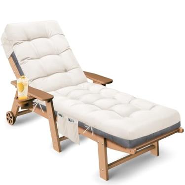 Imagem de Tycdiose Almofada de espreguiçadeira para área externa, à prova d'água, almofadas de substituição para móveis ao ar livre, espessas 188 x 55 x 12 cm, almofadas antiderrapantes para cadeiras de piscina