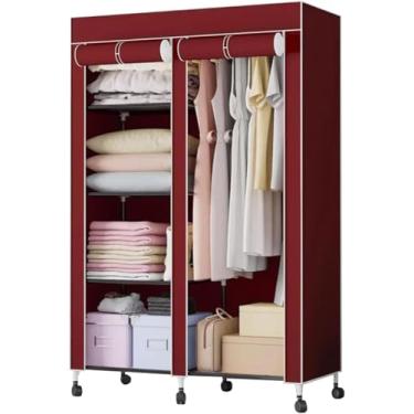 Imagem de Guarda-roupa De Tecido Enrolado Sobre Rodas Organizador De Armazenamento De Roupas Empilháveis Armário Portátil Organizador De Guarda-roupa Simples Com Rodas, B, 120x50x170 cm