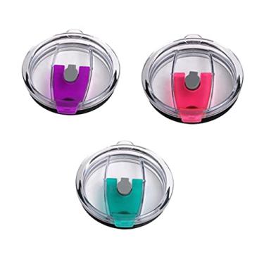 Imagem de TOPPERFUN Tampa de substituição de 3 peças para copos resistentes a vazamentos e derramamentos. Inclui cores azul roxo e rosado para viagens e uso ao ar livre