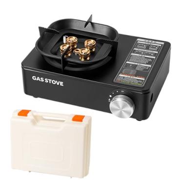 Imagem de Fogão De Campismo - Queimador Para Acampamento Com Estojo De Transporte | Equipamento de Cozinha com Controlo de Calor Preciso e Ignição Automática para Montanhismo, Expedição e Viagens ao