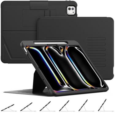 Imagem de HXCASEAC Capa para iPad Pro de 33.0 cm (M5/M4) 2025/2024, suporte magnético multiangular, suporte para lápis e ímãs fortes, bastão para geladeira (A2925/A2926/A3007) Pro 33.0 cm, 7ª geração, preta